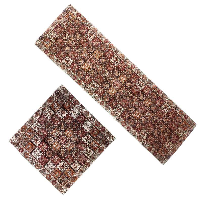 رومیزی ترمه مدل خشتی بسته 2 عددی