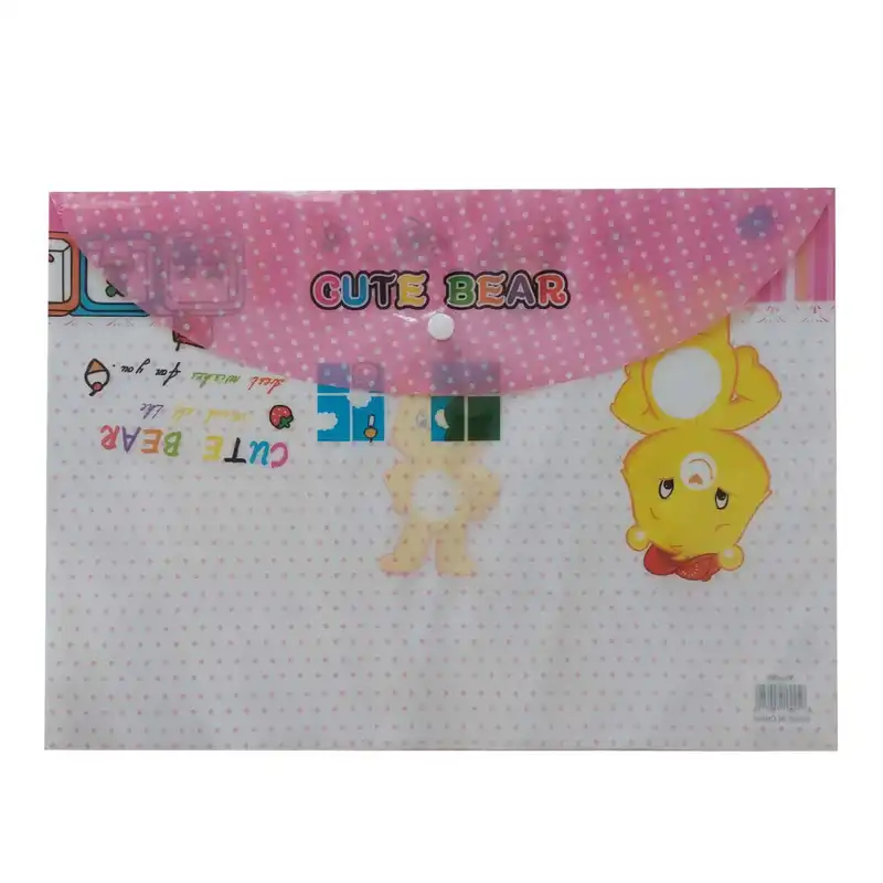 پوشه دکمه دار مدل فانتزی طرح خرس سایز A4