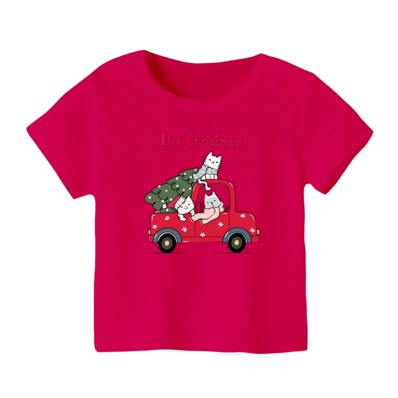 تی شرت آستین کوتاه بچگانه مدل ماشین کریسمس کد 7
