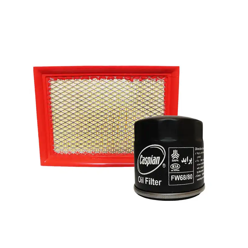 فیلتر هوا کاسپین مدل 68802199 به همراه فیلتر روغن مناسب برای پراید صبا