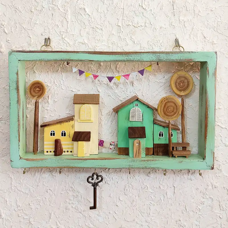 جاکلیدی چوبی مدل دهکده رویایی کد 5316