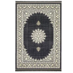 فرش ماشینی 420 شانه زمینه سفید حاشیه مشکی طرح مدرن کد 30300