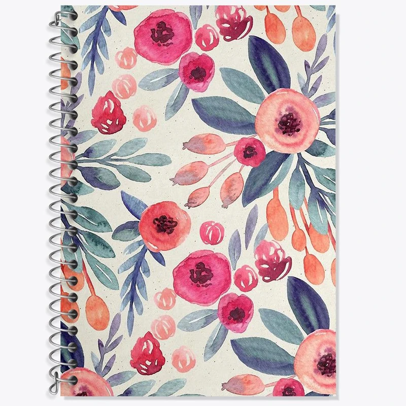 دفتر زبان 50 برگ خندالو مدل دو خط طرح گل گلی کد 2220