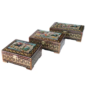 جعبه خاتم کاری طرح شکارگاه مدل 10A3 مجموعه 3 عددی