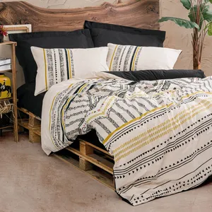 سرویس روتختی کاتن باکس مدل Ethnic Elvira Siyah دو نفره 4 تکه