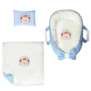 سرویس خواب سه تکه نوزاد ناریکو مدل گارد محافظ دار طرح گربه کد 0281