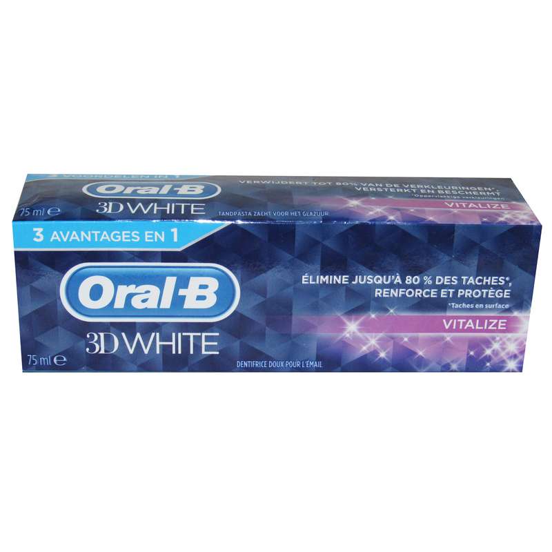 خمیر دندان اورال-بی مدل 3D WHITE مدل VITALIZE حجم 75 میلی لیتر