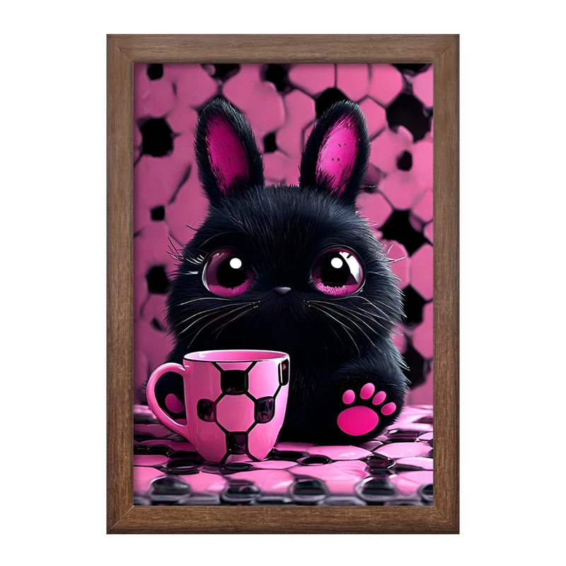 تابلو خندالو طرح خرگوش سیاه بامزه کد F8116