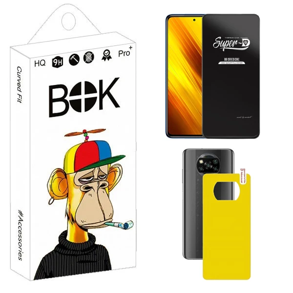 محافظ صفحه نمایش بوک مدل Transparent SuperD مناسب برای گوشی موبایل شیائومی Poco X3 / X3 NFC به همراه محافظ پشت گوشی