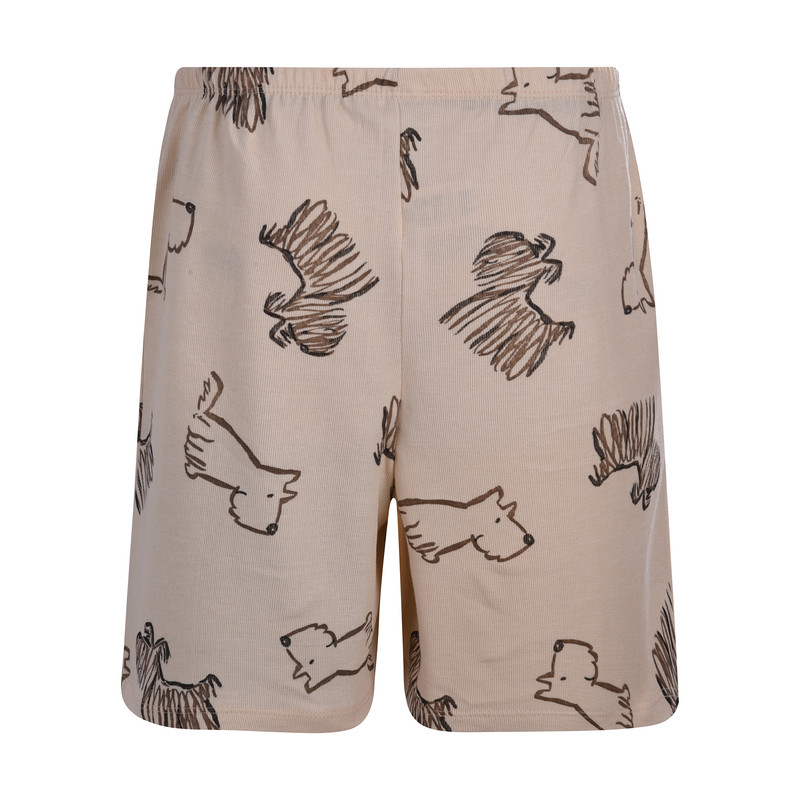 ست کراپ تی شرت و شلوارک زنانه افراتین مدل سگ مو بلند رنگ نسکافه‌ای