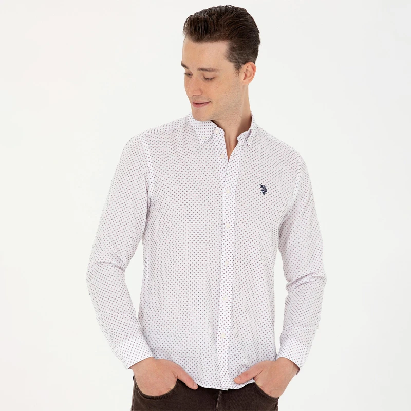 پیراهن آستین بلند مردانه یو اس پولو مدل 50279425-VR036
