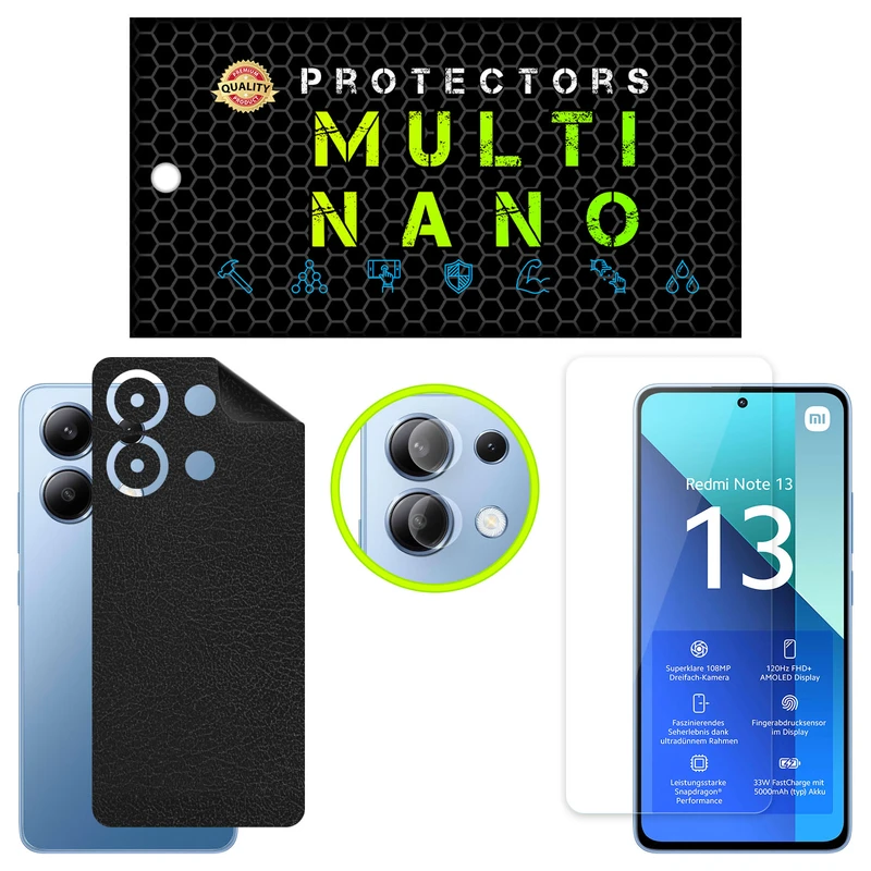 محافظ صفحه نمایش شفاف مولتی نانو مدل X-SFL مناسب برای گوشی موبایل شیائومی Redmi Note 13 4G به همراه برچسب پوششی پشت گوشی و محافظ لنز دوربین