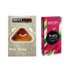 کاندوم بست لایف مدل Max Delay بسته 12 عددی به همراه کاندوم بست لایف مدل Fruity بسته 12 عددی