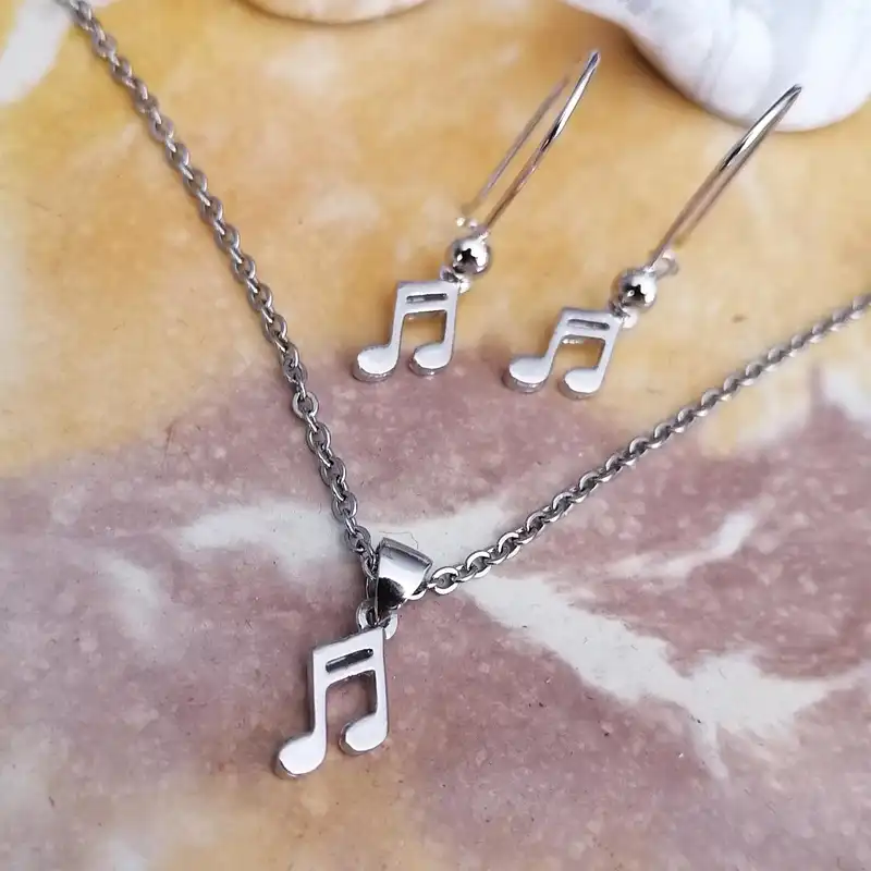 نیم ست نقره زنانه مدل جواهری ملودی مینیمال NS9042