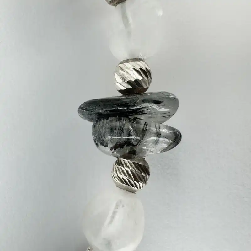 دستبند مدل سنگ مون استون و روتیل کوارتز