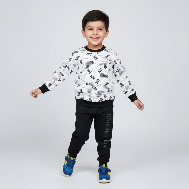 ست تی‌شرت آستین بلند و شلوار راحتی پسرانه چیندکا مدل 1008