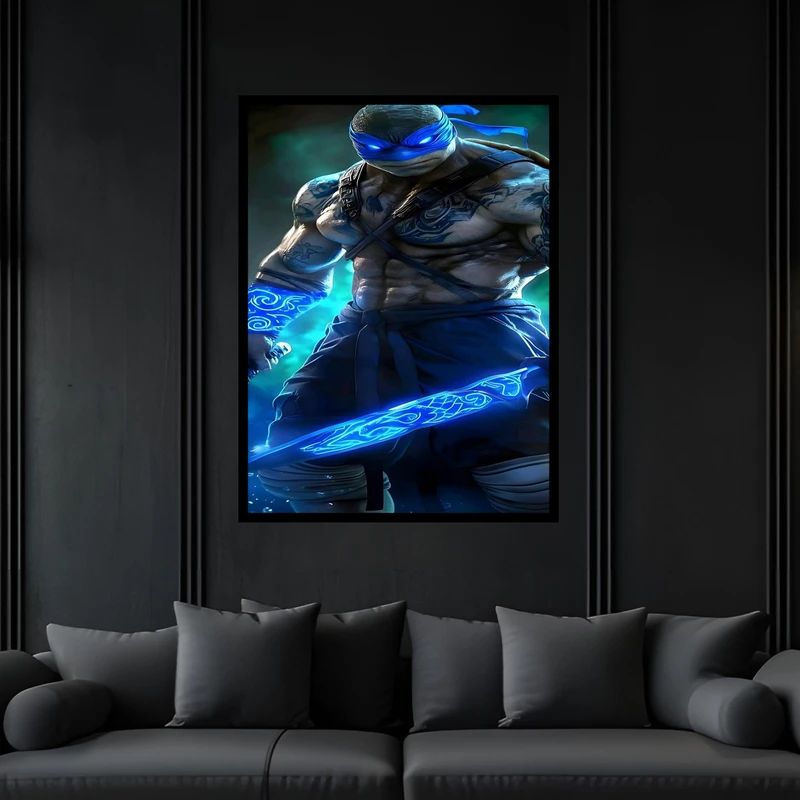 تابلو بکلیت طرح مدرن دکوری فانتزی شخصیت کارتونی لاک پشت های نینجا مدل B-bu6512 فریم مشکی