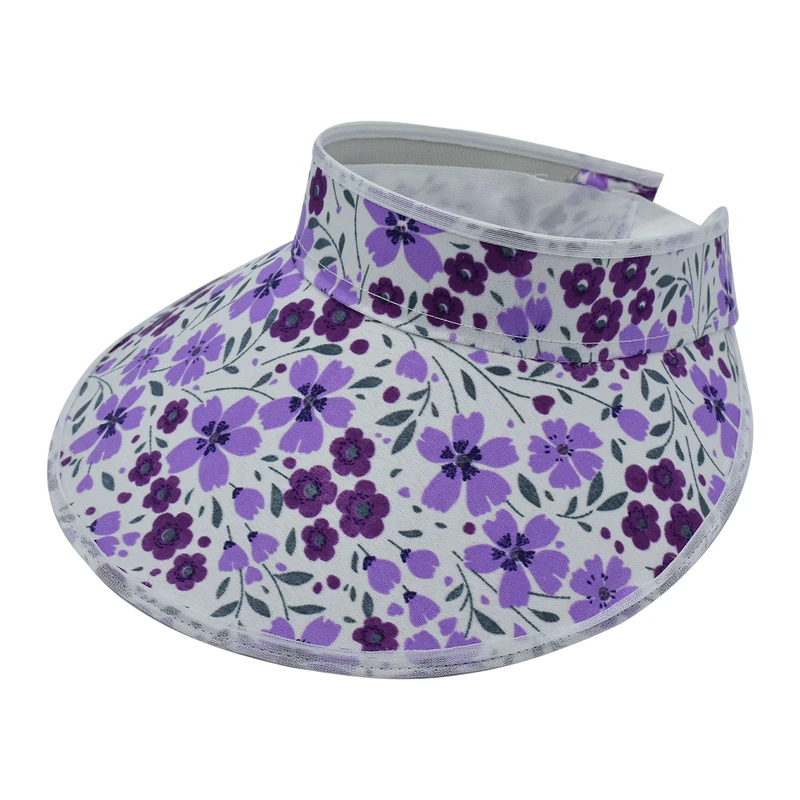 کلاه آفتابگیر زنانه مدل گل دار 3525 رنگ بنفش