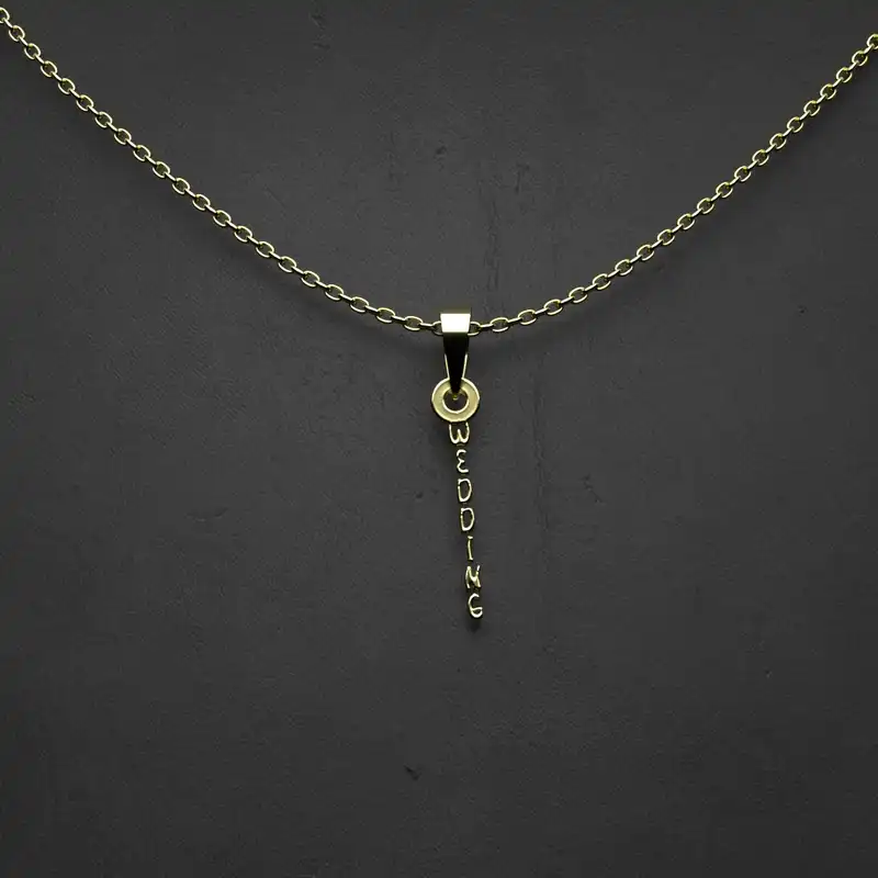 گردنبند طلا 18 عیار زنانه مدوپد مدل  طرح wedding کد DD1185