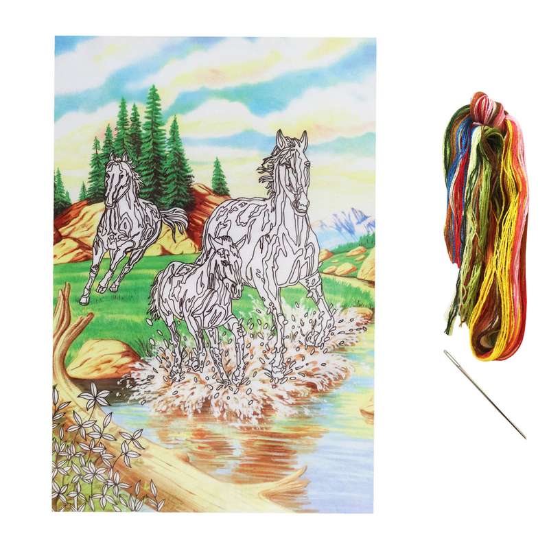 بسته گلدوزی نمونه مدل سه اسب کد 36 مجموعه 3 عددی