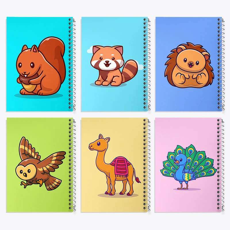 دفتر نقاشی 50 برگ خندالو طرح حیوانات بامزه کد 434 مجموعه 6 عددی