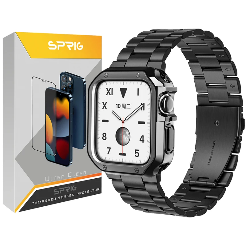 بند اسپریگ مدل 3Bid-cover مناسب برای اپل واچ سری SE2021/7/8 سایز 45 میلی متری به همراه کاور