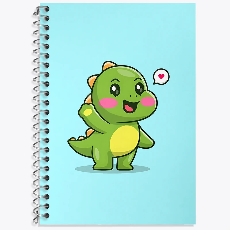 دفتر زبان 50 برگ خندالو مدل سه خط طرح دایناسور کیوت کد N5173