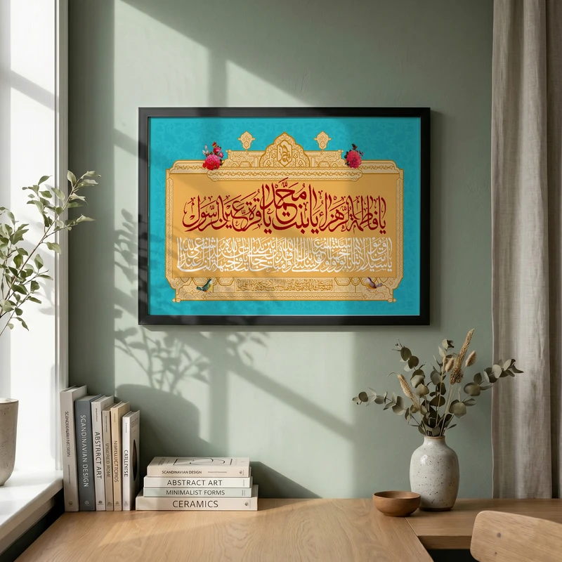 تابلو طرح یا حضرت فاطمه (س) مدل G15573 فریم مشکی