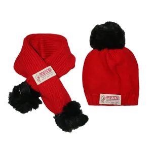 ست کلاه و شال گردن بافتنی بچگانه کد 1414