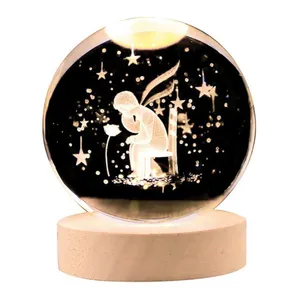 گوی چراغ‌دار مدل  شازده کوچولو و روباه و گل کد 3422