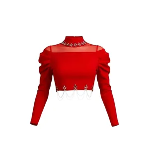 بلوز آستین بلند یقه ایستاده زنانه مدل 10273