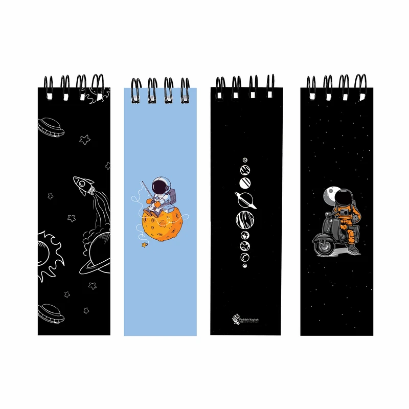  دفترچه یادداشت پدیده نقش مدل mini bell astronaut بسته 4 عددی