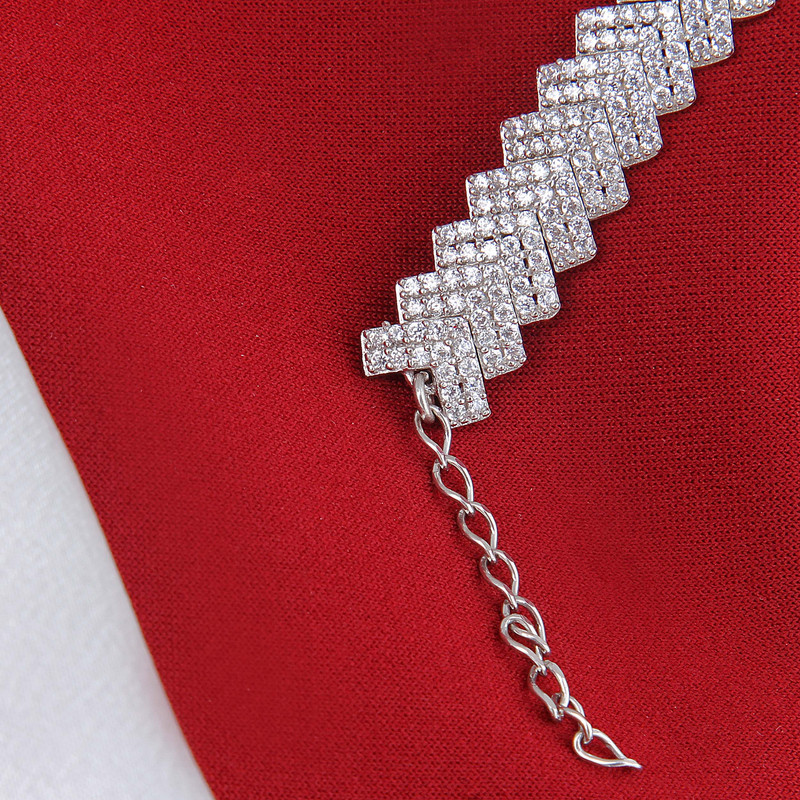 دستبند نقره زنانه مدل آبکاری رادیوم کد DP_605