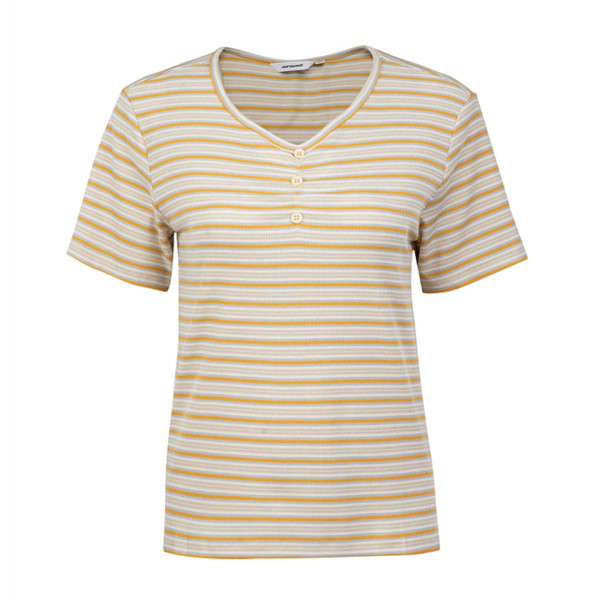 تی شرت آستین کوتاه زنانه جین وست مدل یقه هفت کد 1551265 رنگ کرم