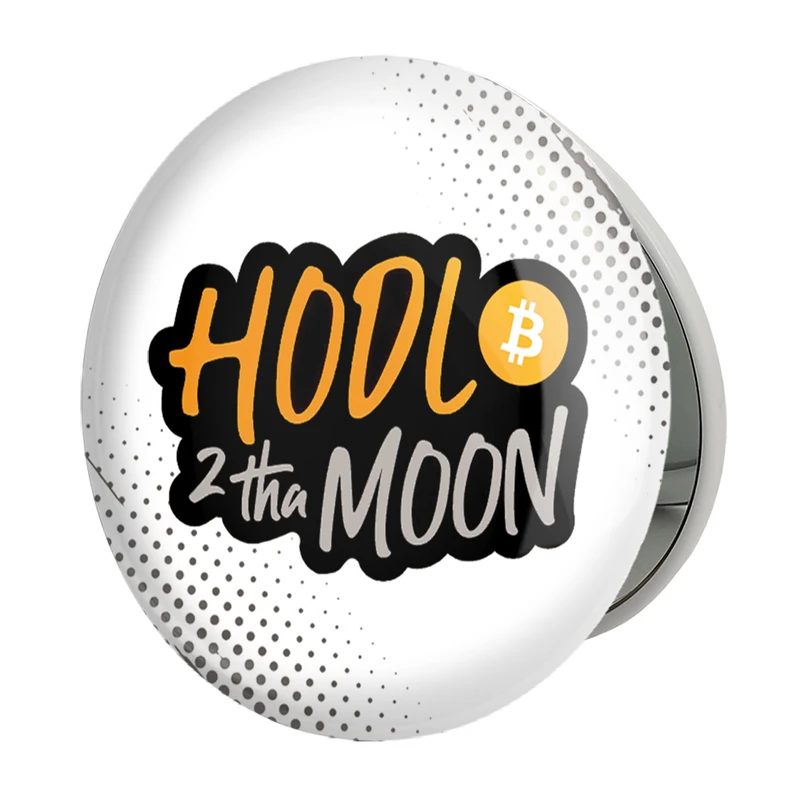 آینه جیبی خندالو طرح HODL Bitcoin 2 The Moon مدل تاشو کد 10870 