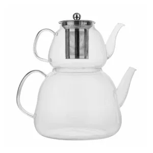 ست کتری و قوری مدل شیشه‌ای کد Zm0023 گنجایش کتری 2 لیتر و گنجایش قوری 0.650 لیتر