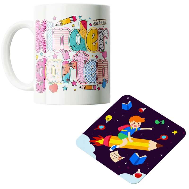 ماگ پاد آفرین مدل مدرسه مهد کودک پیش دبستانی کودکستان کد PZ249 به همراه زیرلیوانی