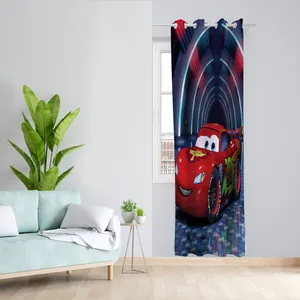  پرده مدل کارتون ماشین ها مخمل پانچی کد 1202 سایز 140x280 سانتی متر 
