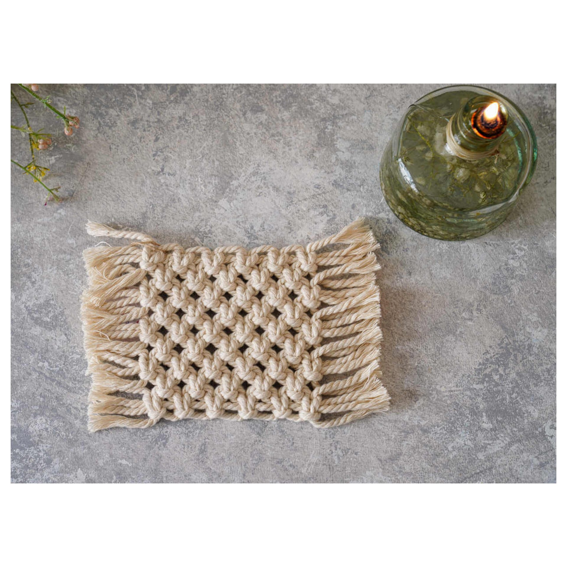 زیر لیوانی مدل مکرومه مجموعه 3 عددی