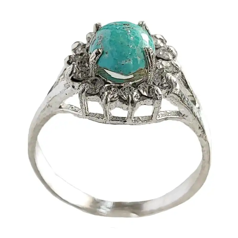 انگشتر نقره زنانه مدل فیروزه نیشابور کد FW3076