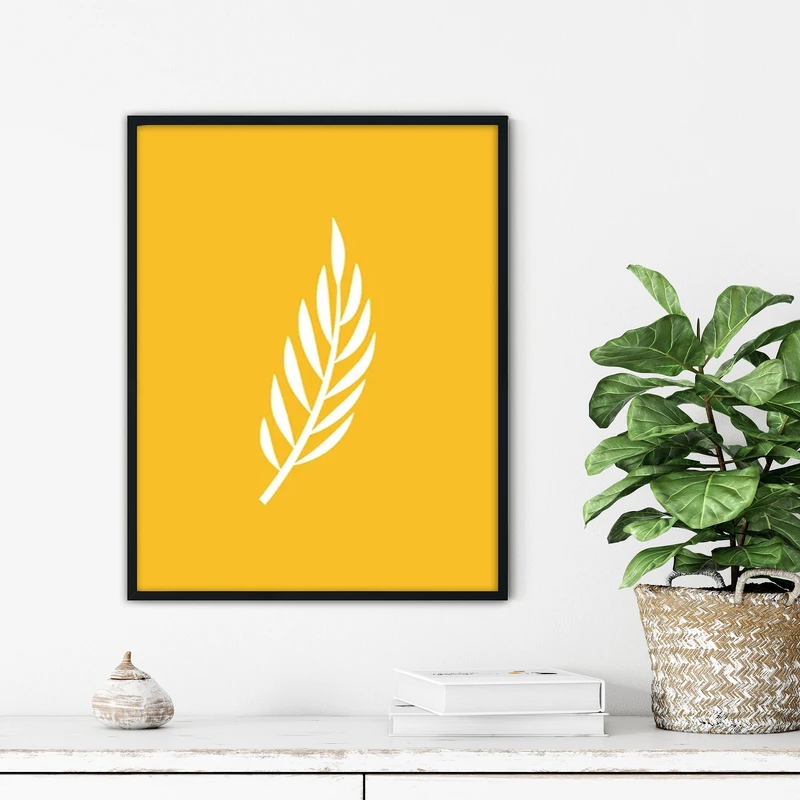 تابلو آتریسا طرح برگ مدرن مدل ATFF277 فریم مشکی