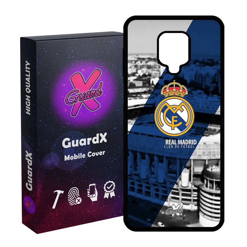 کاور گارد ایکس طرح Real Madrid مدل Glass10054 مناسب برای گوشی موبایل شیائومی Redmi Note 9S / Note 9 Pro / Note 9 Pro Max