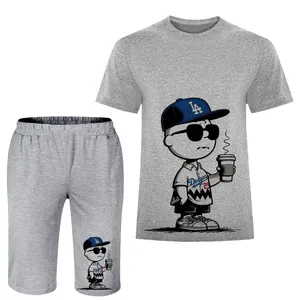 ست تی شرت و شلوارک مردانه مدل پسرک کلاه دار کد A173