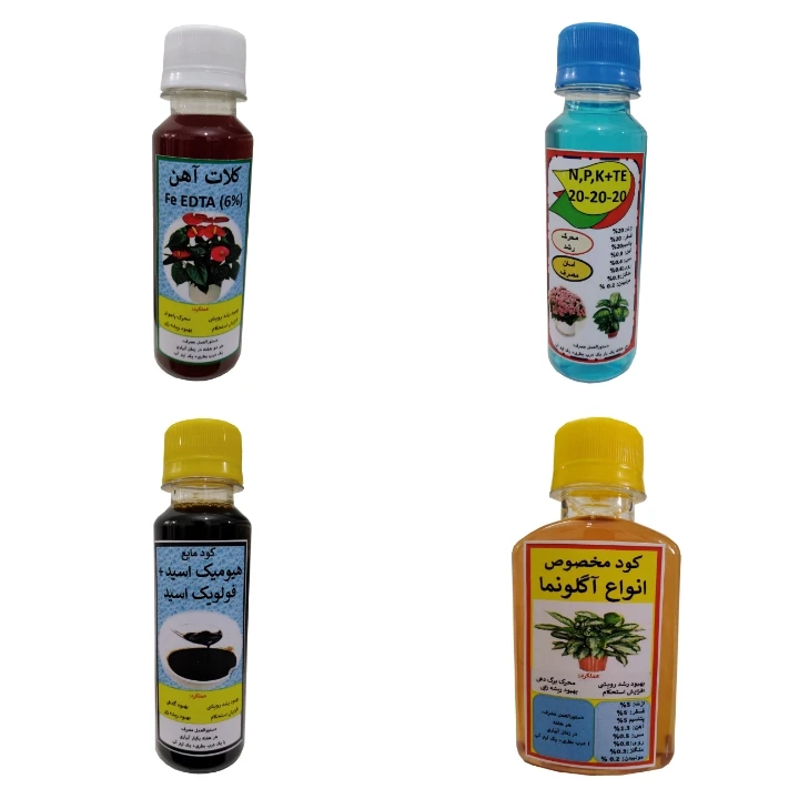 کود آگلونما و سه بیست و آهن و هیومیک کد 4Pk حجم 120 میلی لیتر بسته 4 عددی