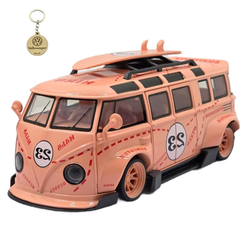 ماکت ماشین ناب سل مدل فولکس اسنوبرددار فانتزی T1 سافاری موزیکال چراغدار همراه با جاسوییچی Snowboarder Volkswagen NAAB0022