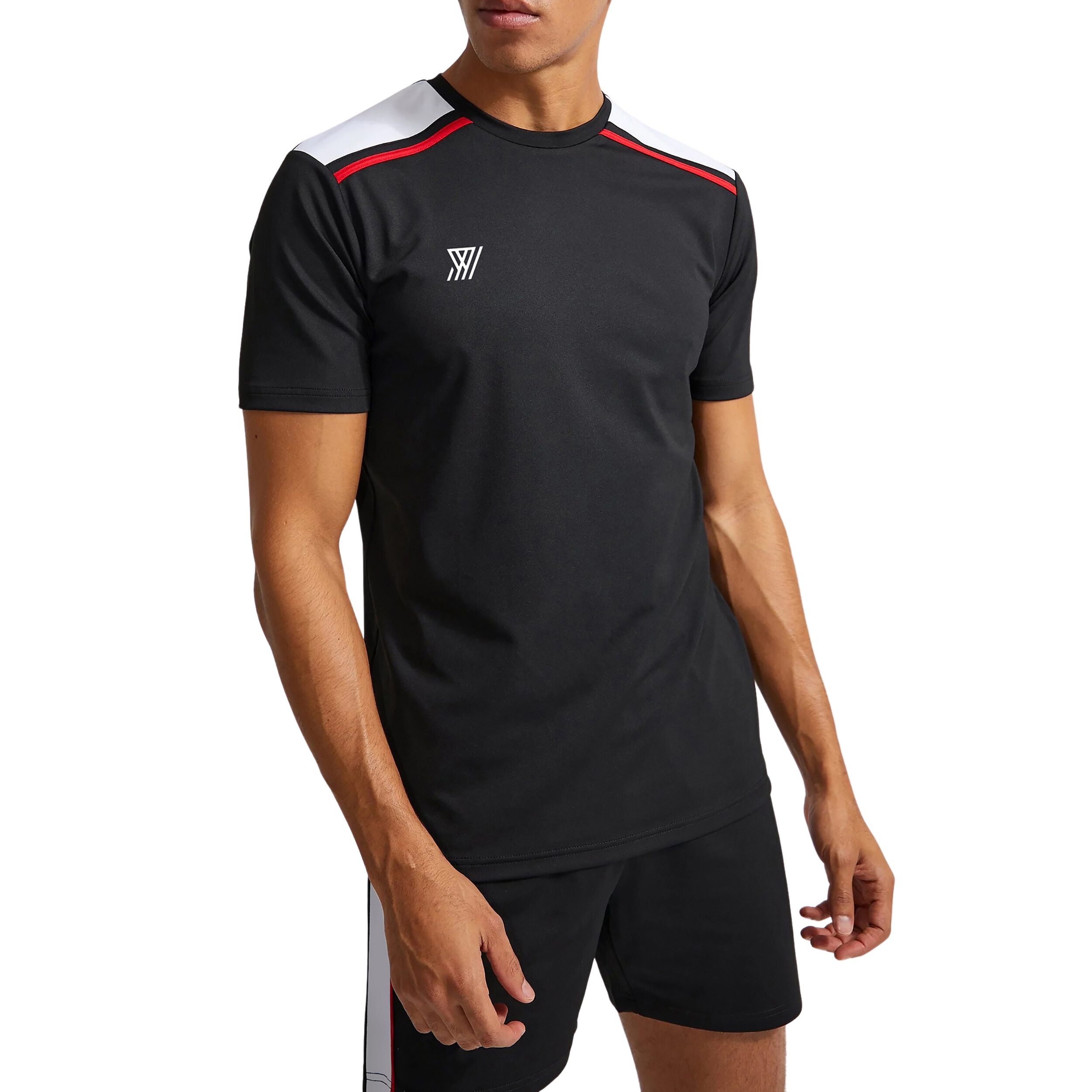 ست تی شرت و شلوارک ورزشی مردانه نوزده نودیک مدل ST1918 BW