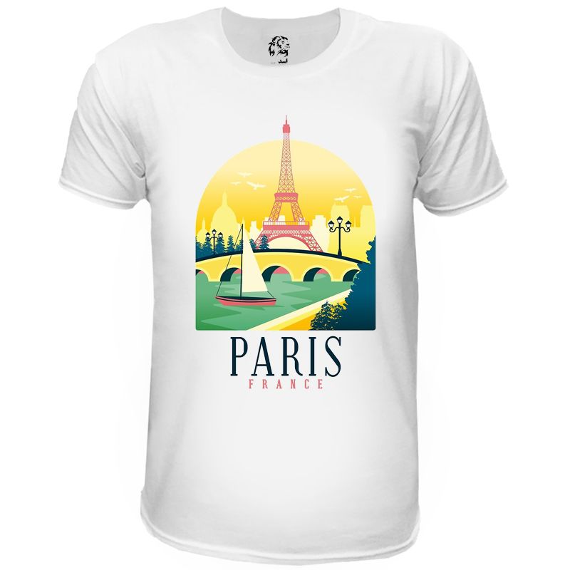 تی شرت آستین کوتاه مردانه اسد طرح پاریس کد 64 -  - 1