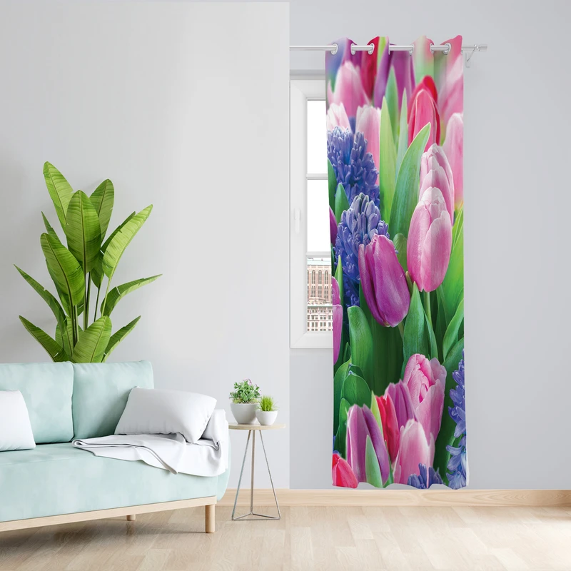 پرده طرح گل مدل مخمل پانچی کد L 437_L Z سایز 140x200 سانتی متر