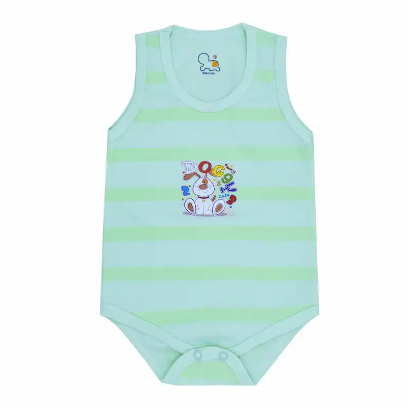 بادی نوزادی مدل زیر دکمه ای کد SA85-84 رنگ سبز