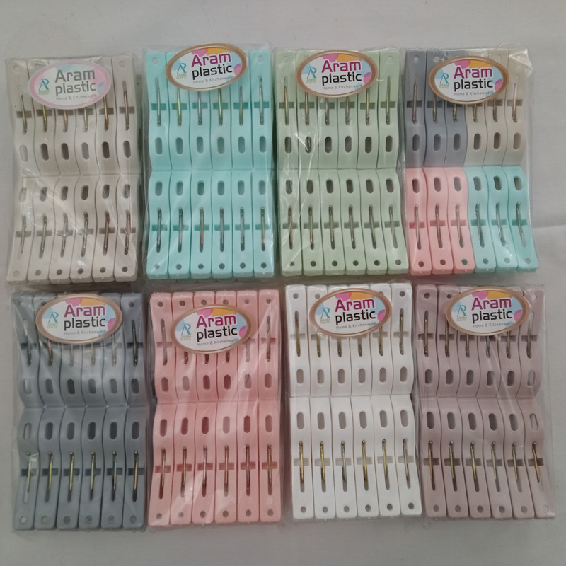 گیره لباس آرام پلاست مدل 2024 بسته 12 عددی